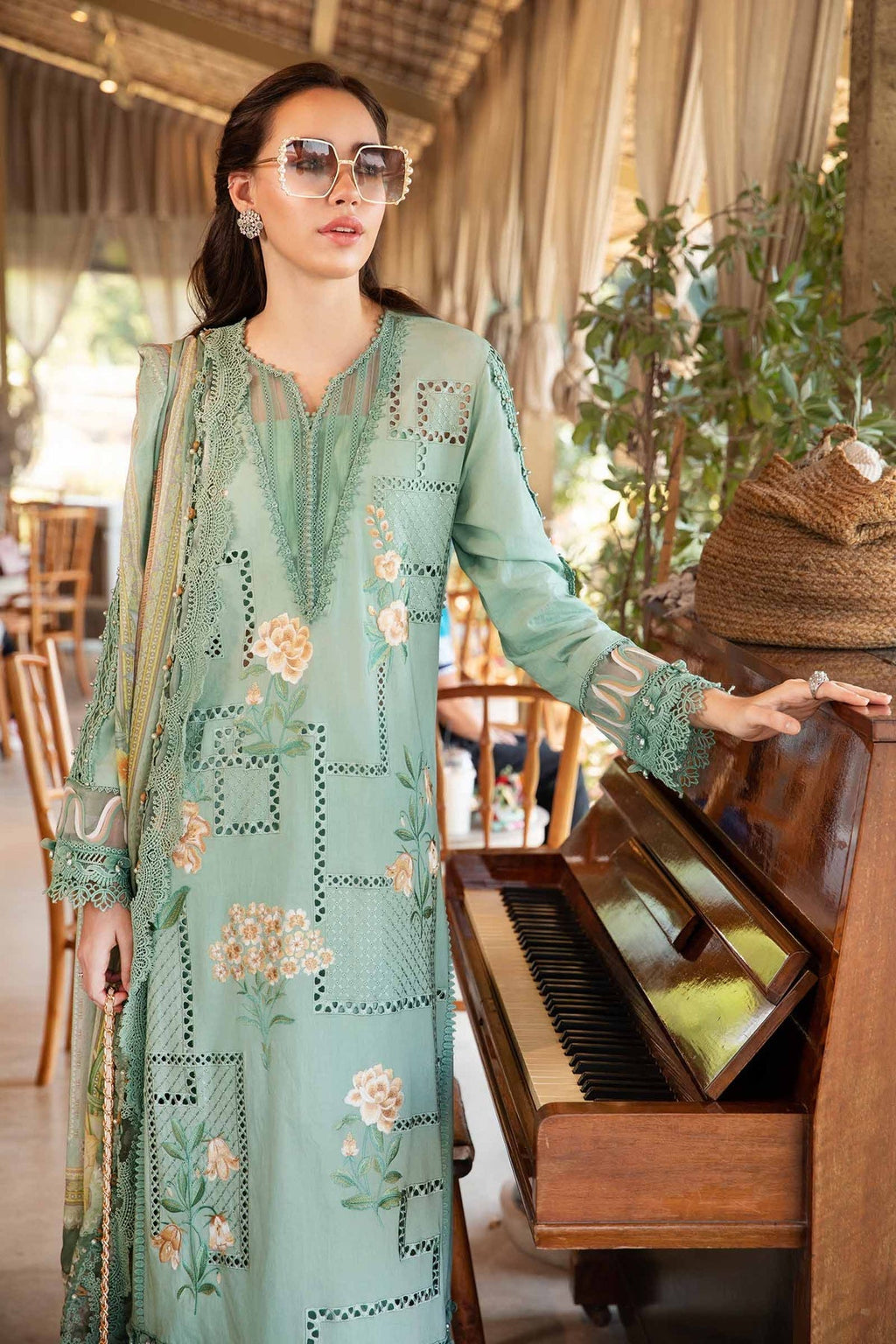 M.PRINTS 3 PIECE UNSTITCHED EMBROIDERED LAWN SUIT MPT-2501-B
