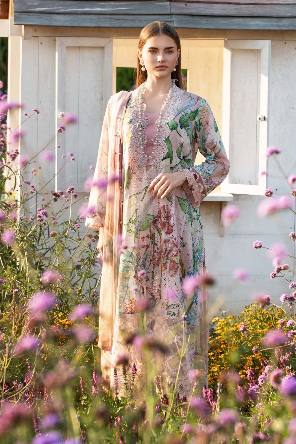 M.PRINTS 3 PIECE UNSTITCHED EMBROIDERED LAWN SUIT MPT-2502-A