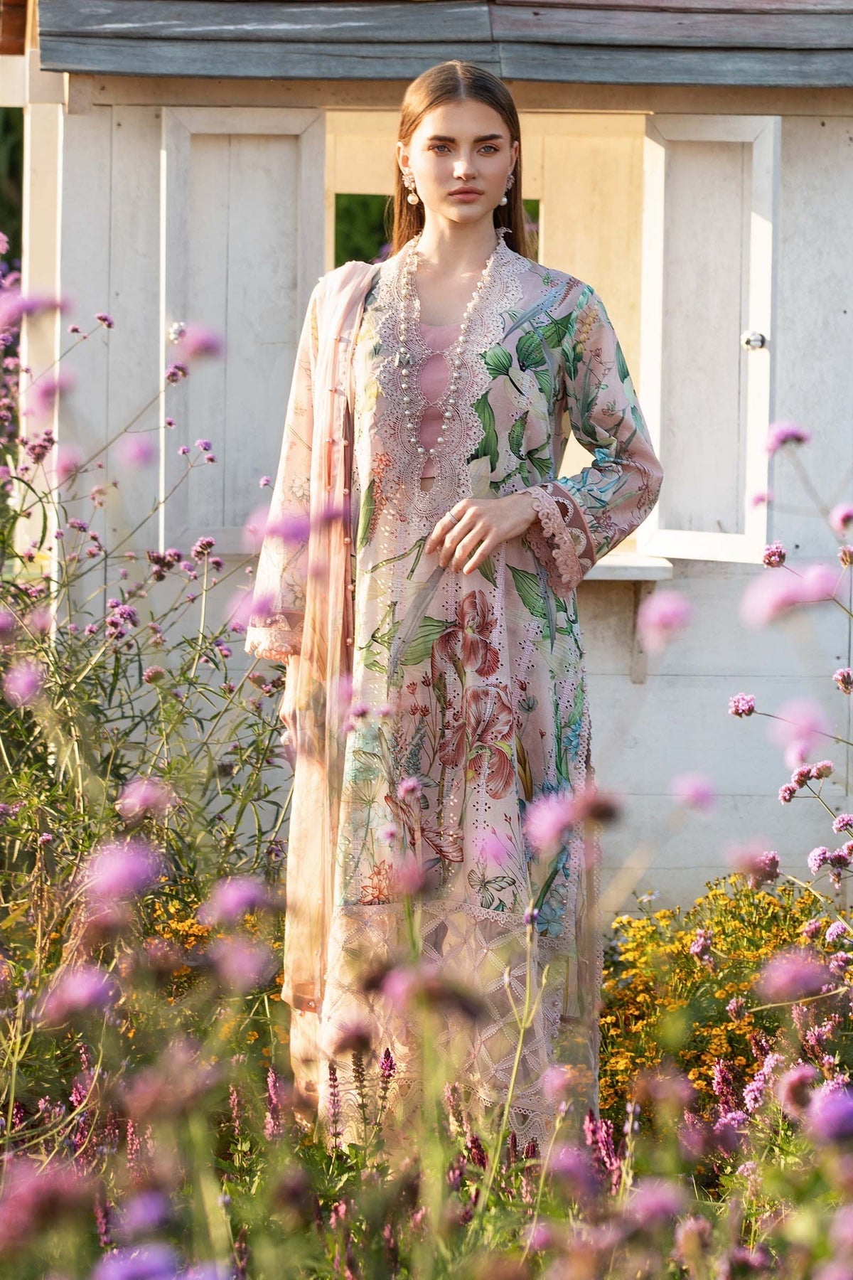 M.PRINTS 3 PIECE UNSTITCHED EMBROIDERED LAWN SUIT MPT-2502-A