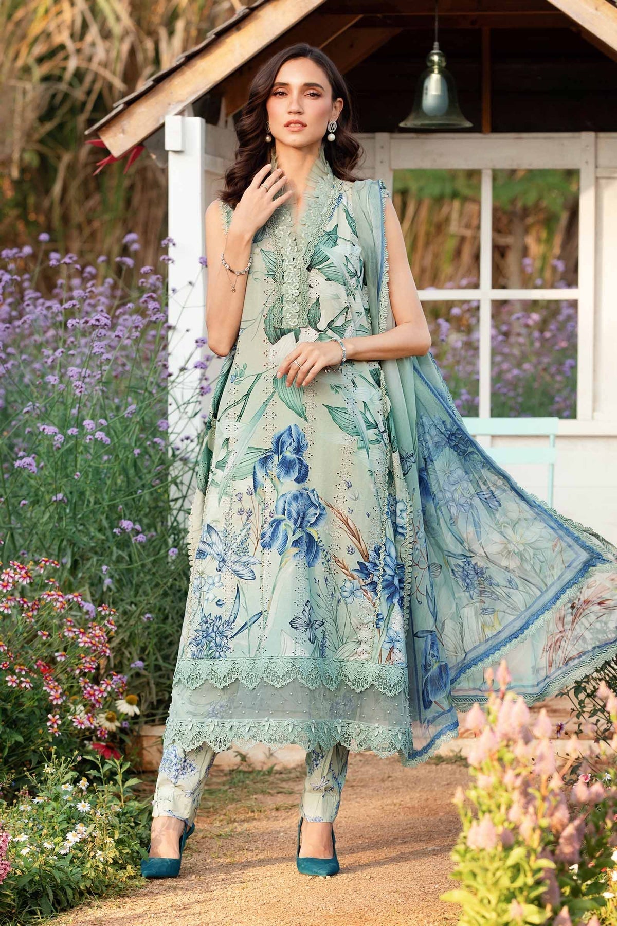 M.PRINTS 3 PIECE UNSTITCHED EMBROIDERED LAWN SUIT MPT-2505-A