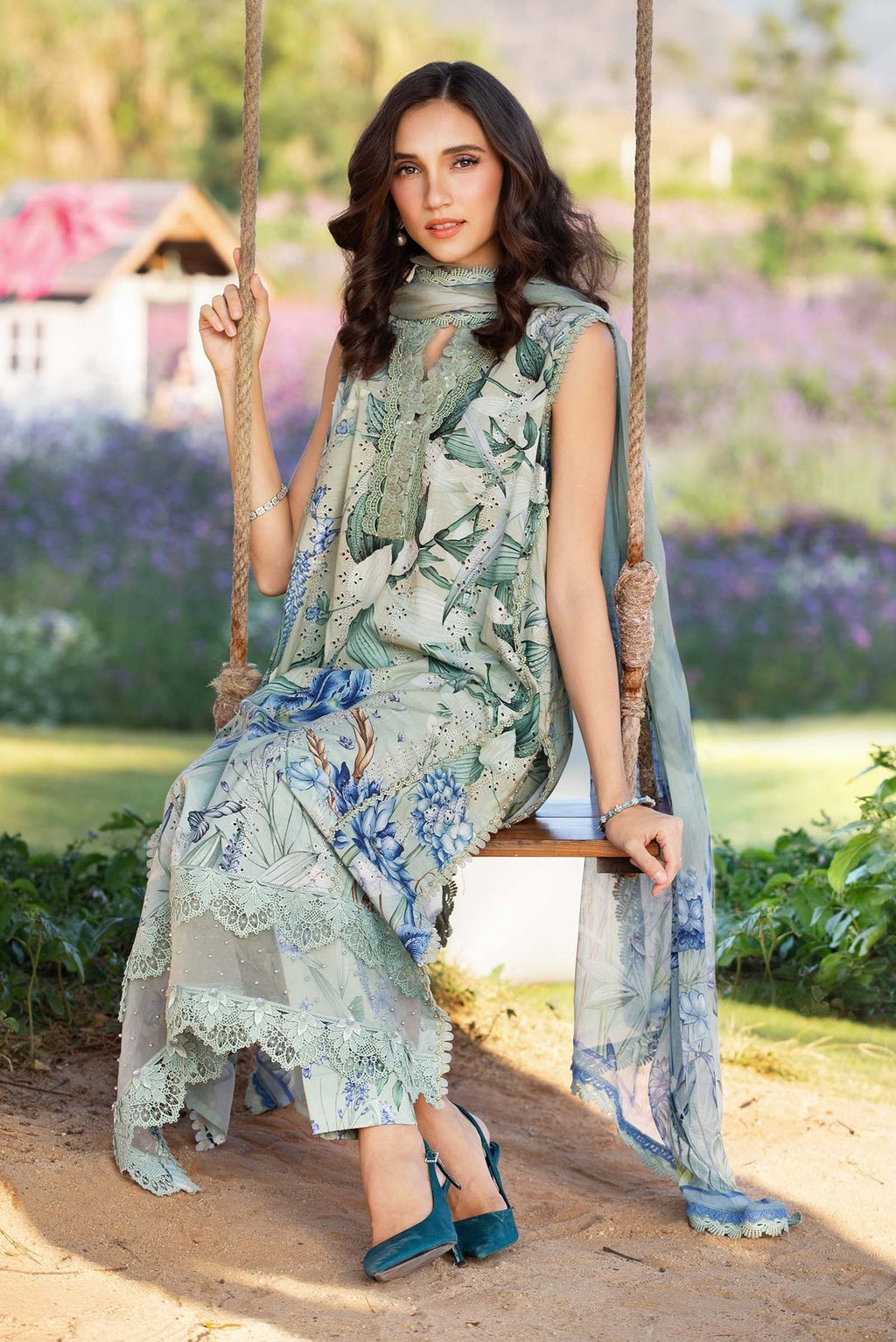 M.PRINTS 3 PIECE UNSTITCHED EMBROIDERED LAWN SUIT MPT-2505-A