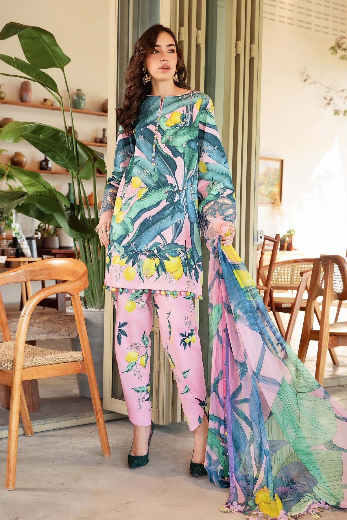 M.PRINTS 3 PIECE UNSTITCHED EMBROIDERED LAWN SUIT MPT-2503-B