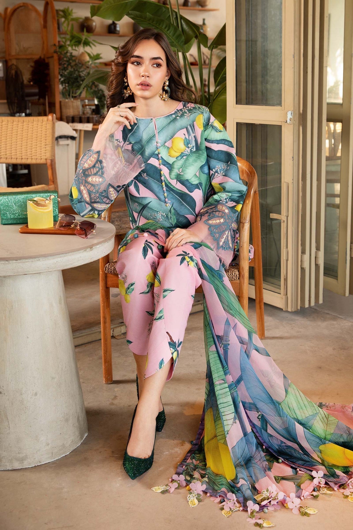 M.PRINTS 3 PIECE UNSTITCHED EMBROIDERED LAWN SUIT MPT-2503-B