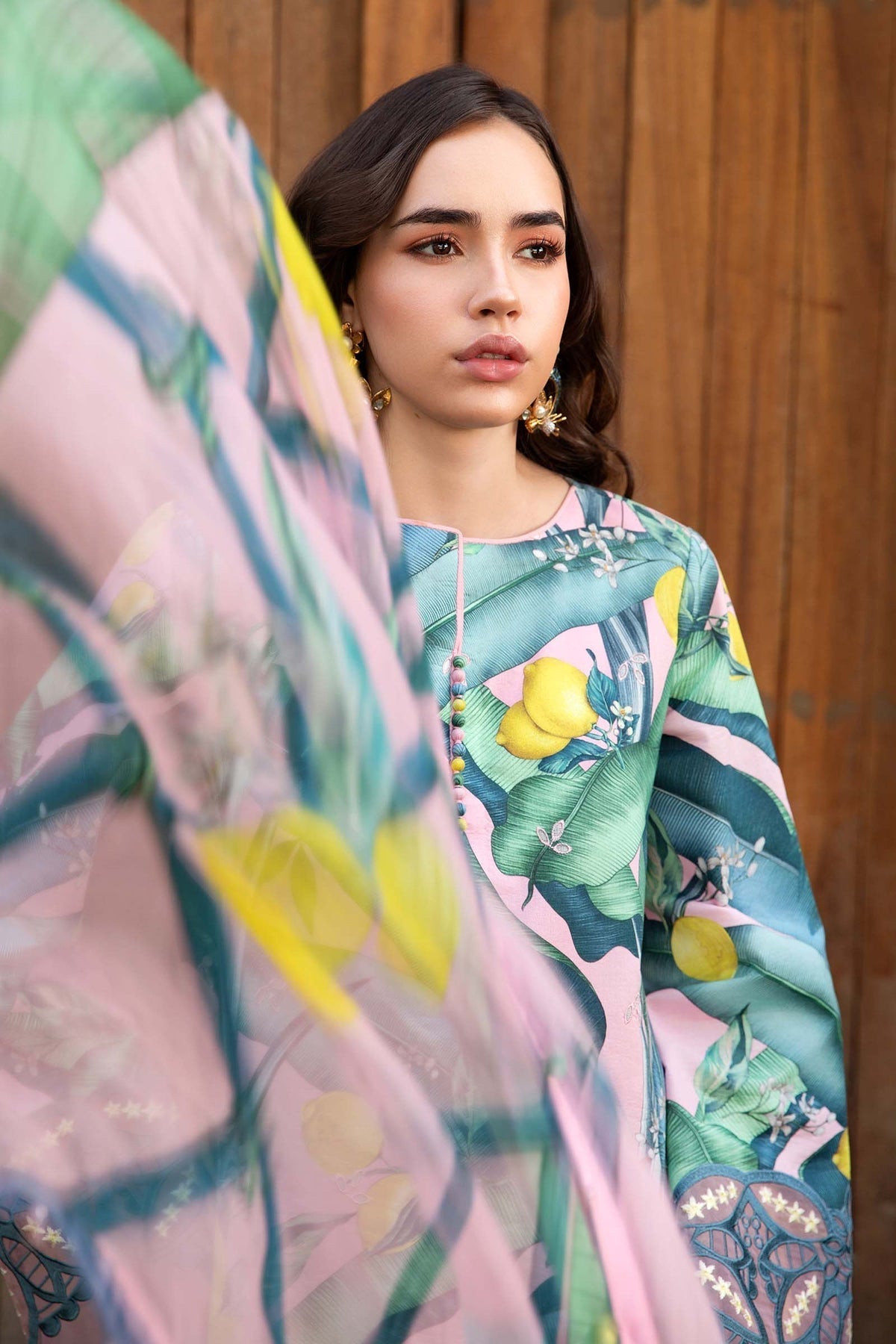 M.PRINTS 3 PIECE UNSTITCHED EMBROIDERED LAWN SUIT MPT-2503-B