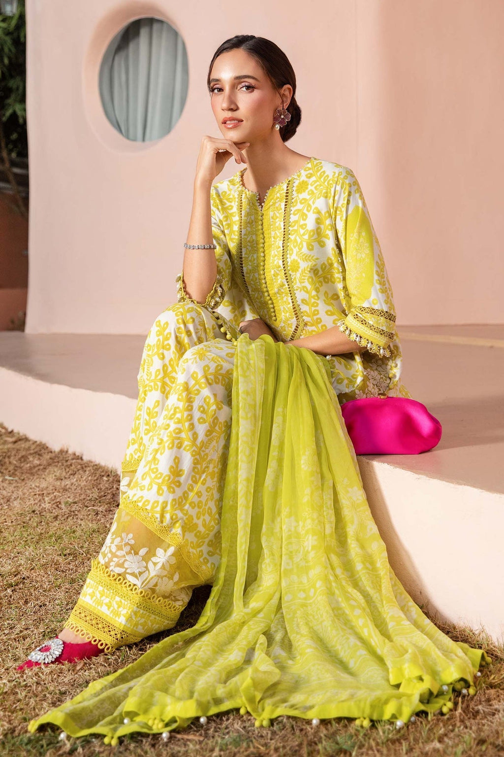 M.PRINTS 3 PIECE UNSTITCHED EMBROIDERED LAWN SUIT MPT-2504-A