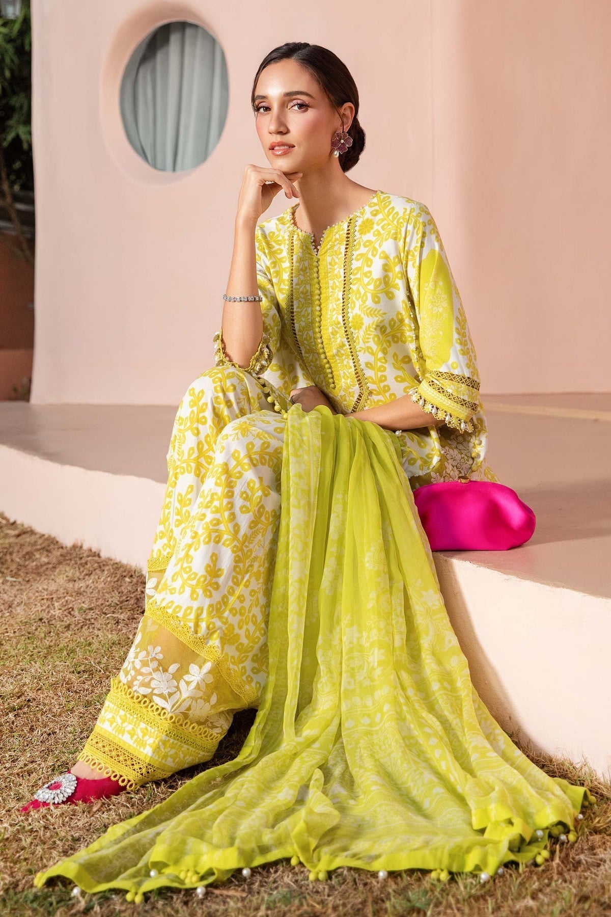 M.PRINTS 3 PIECE UNSTITCHED EMBROIDERED LAWN SUIT MPT-2504-A