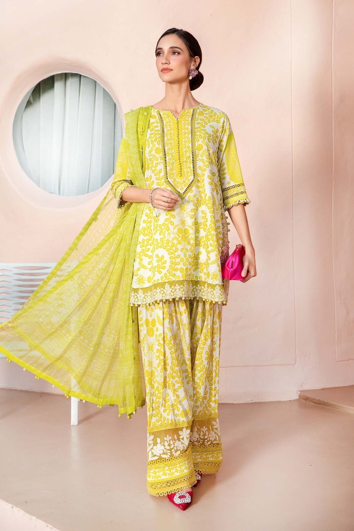 M.PRINTS 3 PIECE UNSTITCHED EMBROIDERED LAWN SUIT MPT-2504-A
