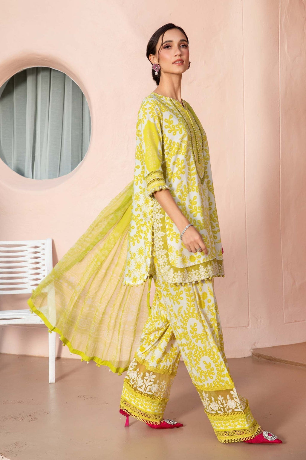 M.PRINTS 3 PIECE UNSTITCHED EMBROIDERED LAWN SUIT MPT-2504-A