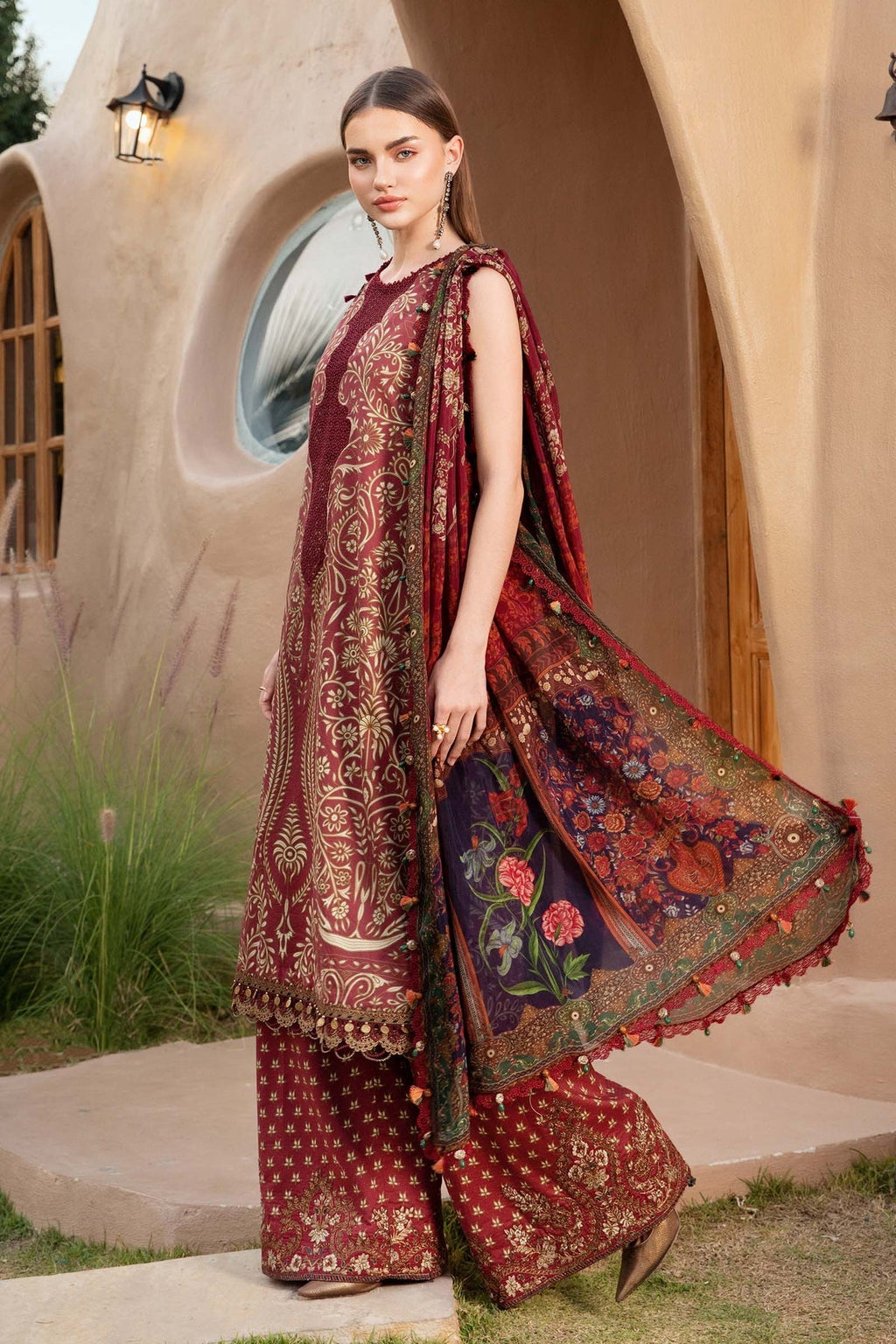 M.PRINTS 3 PIECE UNSTITCHED EMBROIDERED LAWN SUIT MPT-2512-A