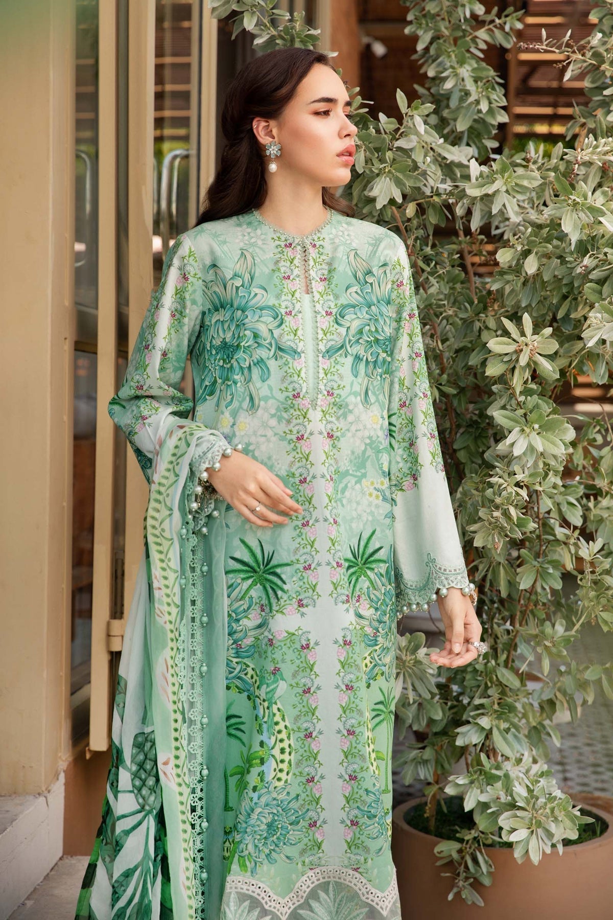 M.PRINTS 3 PIECE UNSTITCHED EMBROIDERED LAWN SUIT MMPT-2514-A