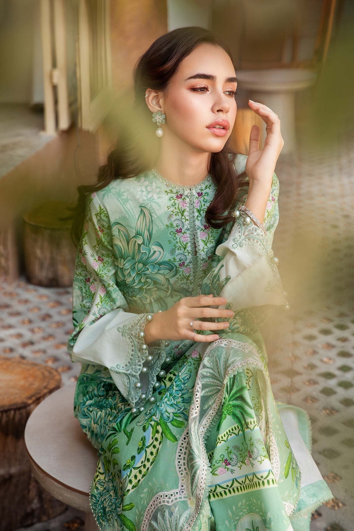 M.PRINTS 3 PIECE UNSTITCHED EMBROIDERED LAWN SUIT MMPT-2514-A