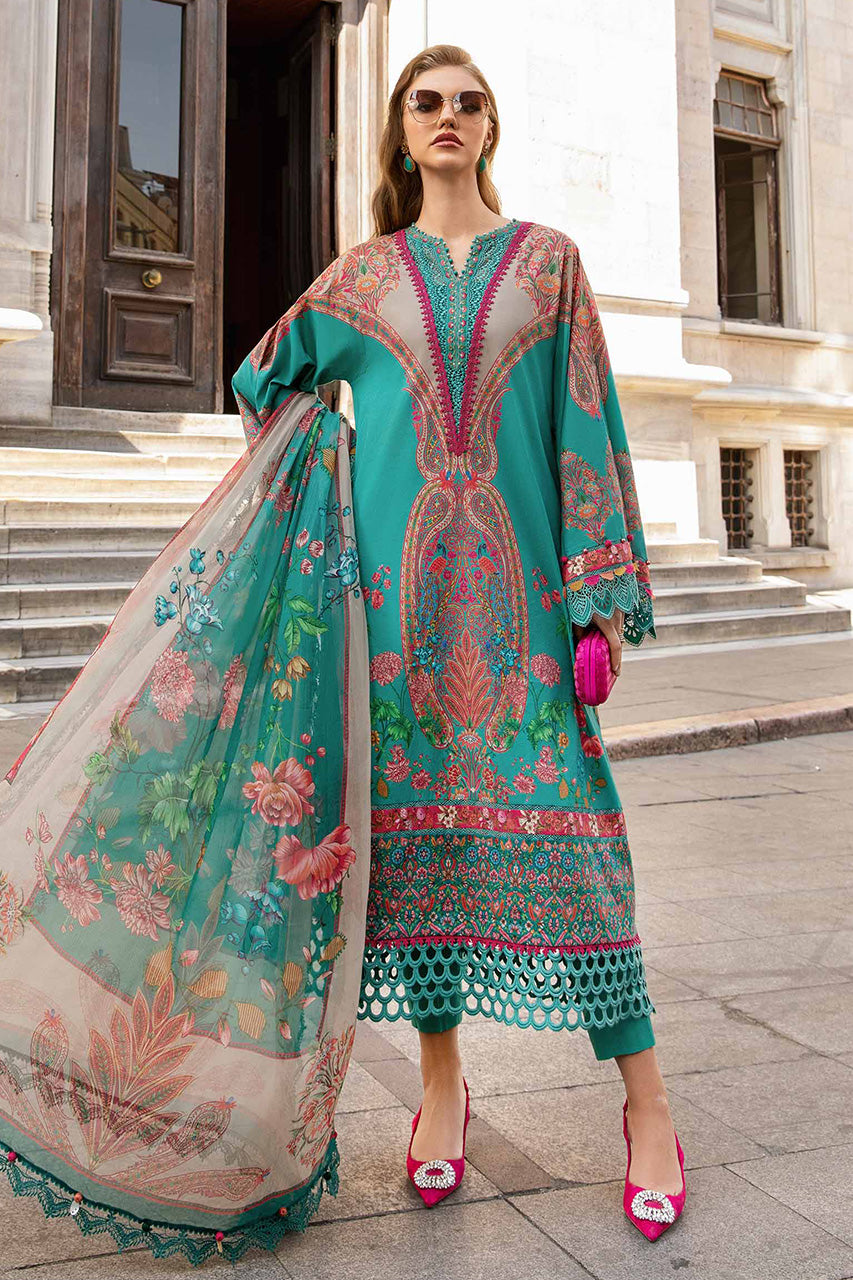 M.PRINTS 3 PIECE UNSTITCHED EMBROIDERED LAWN SUIT MPT-2304-A