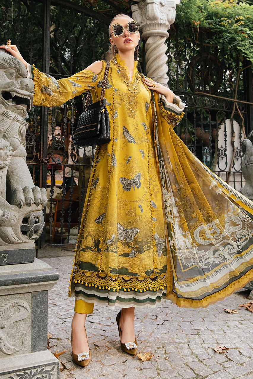 M.PRINTS 3 PIECE UNSTITCHED EMBROIDERED LAWN SUIT MPT-2308-B