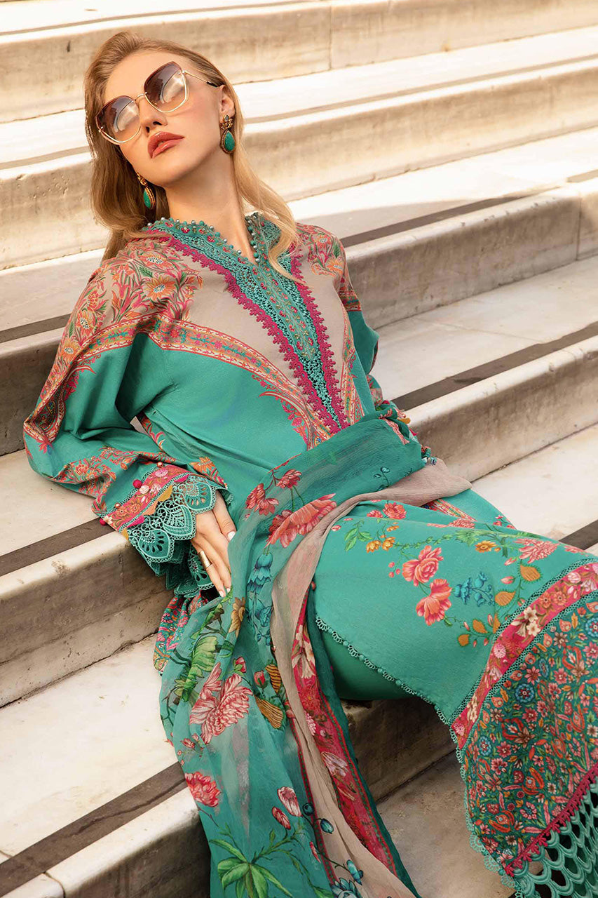 M.PRINTS 3 PIECE UNSTITCHED EMBROIDERED LAWN SUIT MPT-2304-A