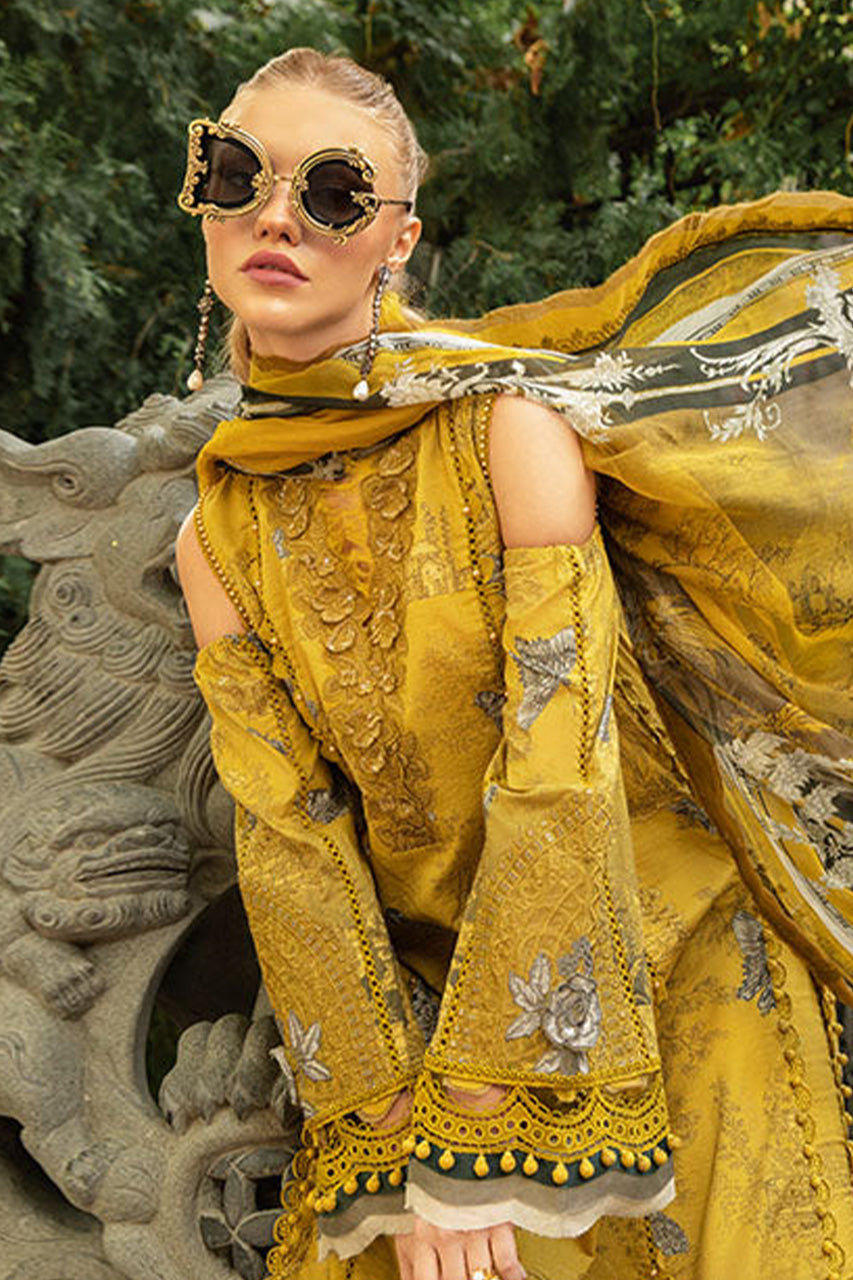 M.PRINTS 3 PIECE UNSTITCHED EMBROIDERED LAWN SUIT MPT-2308-B