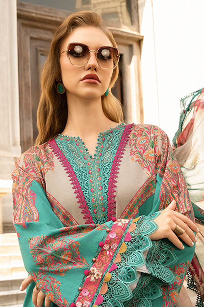 M.PRINTS 3 PIECE UNSTITCHED EMBROIDERED LAWN SUIT MPT-2304-A