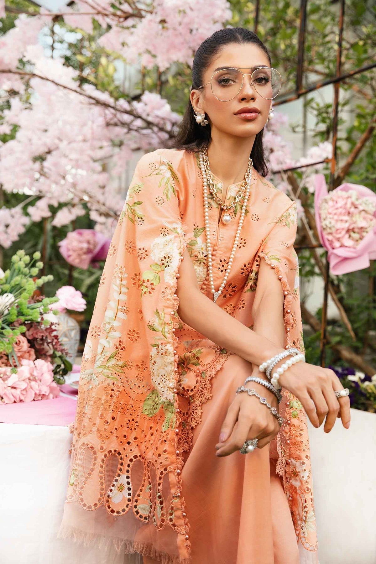 M.PRINTS 3 PIECE UNSTITCHED EMBROIDERED LAWN SUIT MPT-2602-A