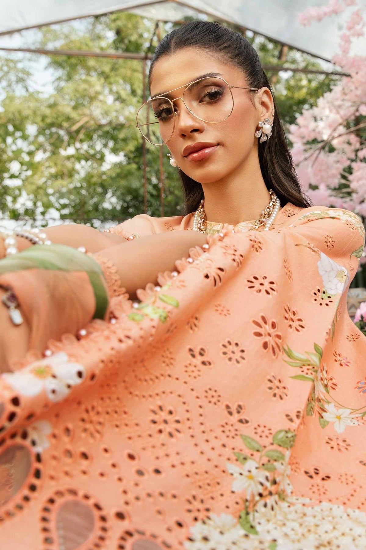 M.PRINTS 3 PIECE UNSTITCHED EMBROIDERED LAWN SUIT MPT-2602-A