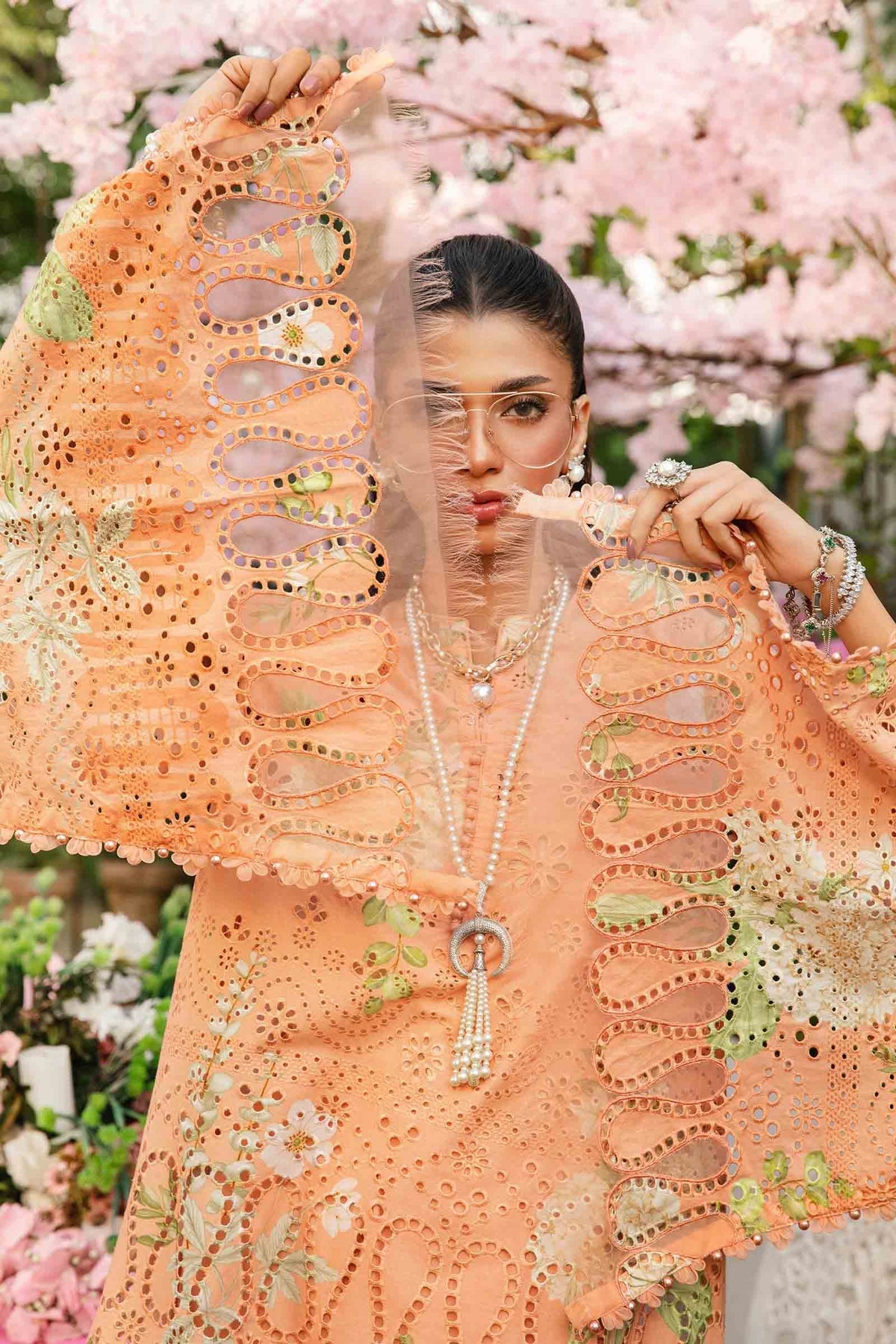 M.PRINTS 3 PIECE UNSTITCHED EMBROIDERED LAWN SUIT MPT-2602-A