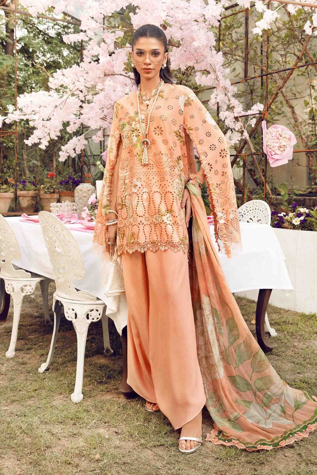 M.PRINTS 3 PIECE UNSTITCHED EMBROIDERED LAWN SUIT MPT-2602-A