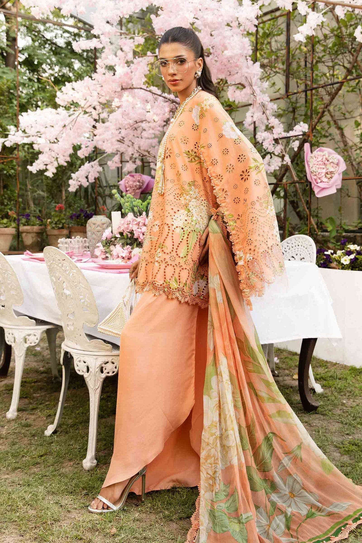 M.PRINTS 3 PIECE UNSTITCHED EMBROIDERED LAWN SUIT MPT-2602-A