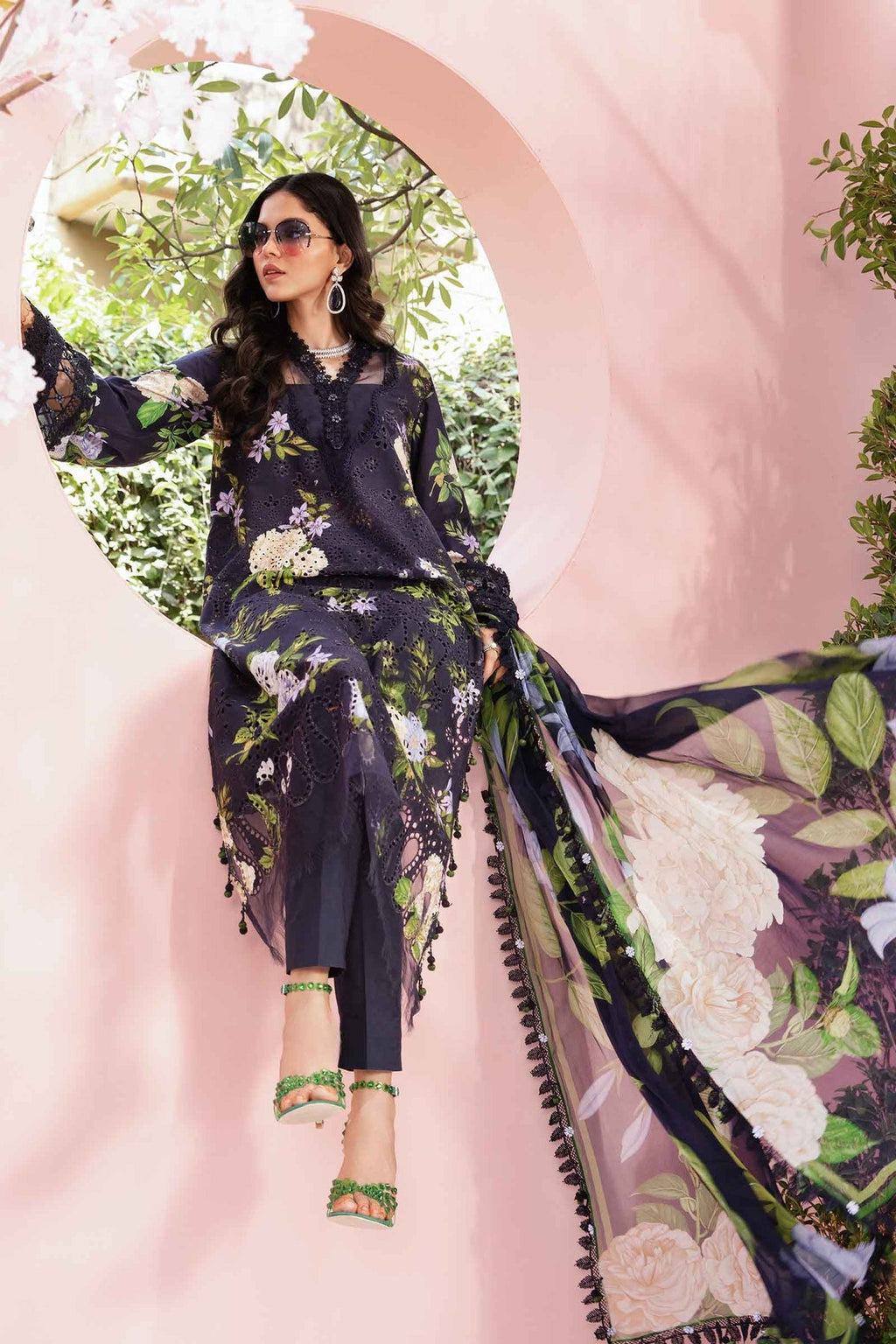 M.PRINTS 3 PIECE UNSTITCHED EMBROIDERED LAWN SUIT MPT-2602-B