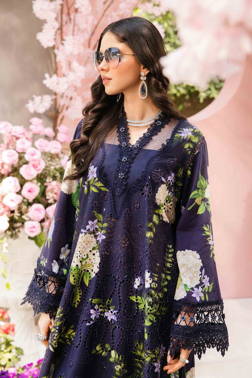 M.PRINTS 3 PIECE UNSTITCHED EMBROIDERED LAWN SUIT MPT-2602-B