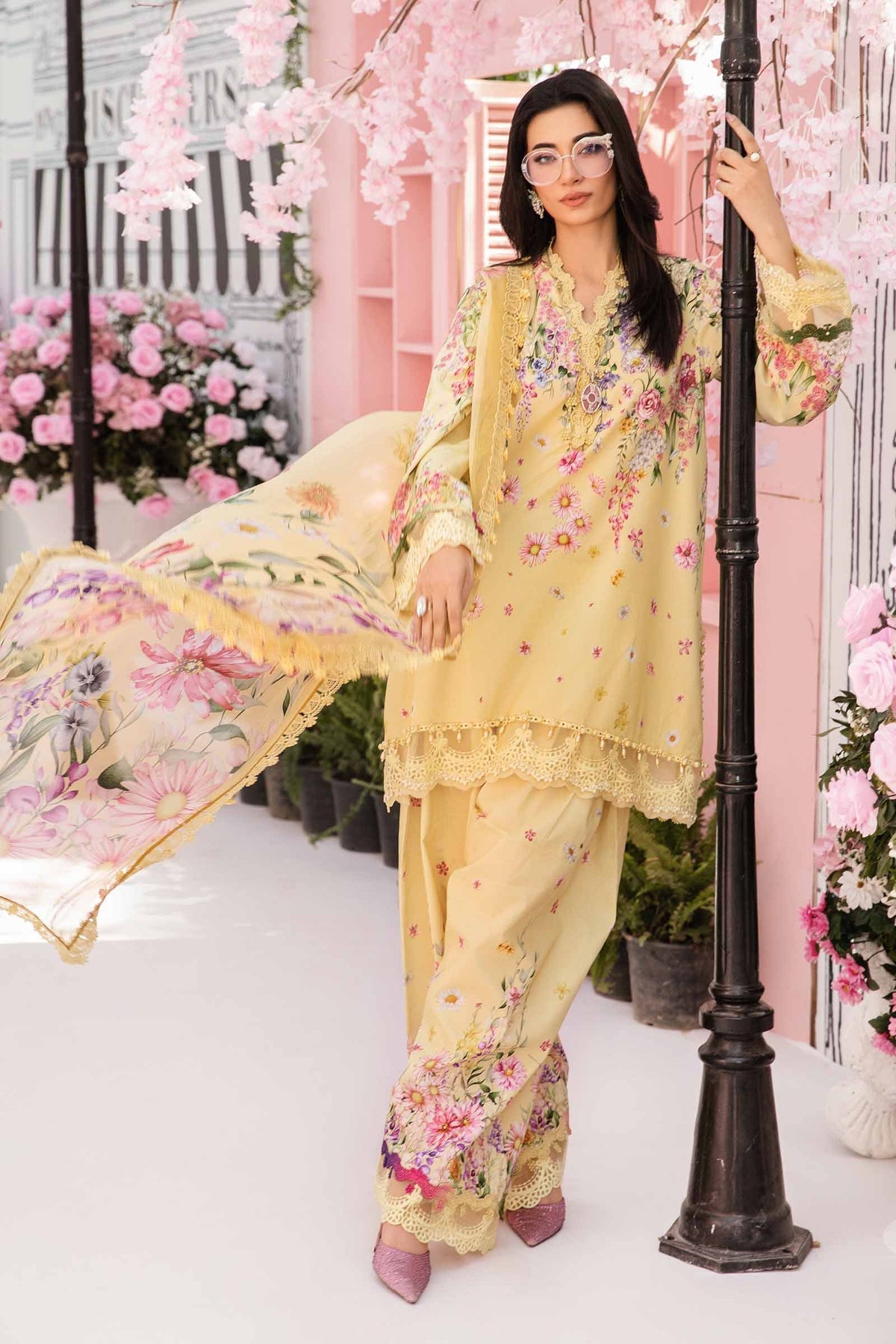 M.PRINTS 3 PIECE UNSTITCHED EMBROIDERED LAWN SUIT MPT-2603-A
