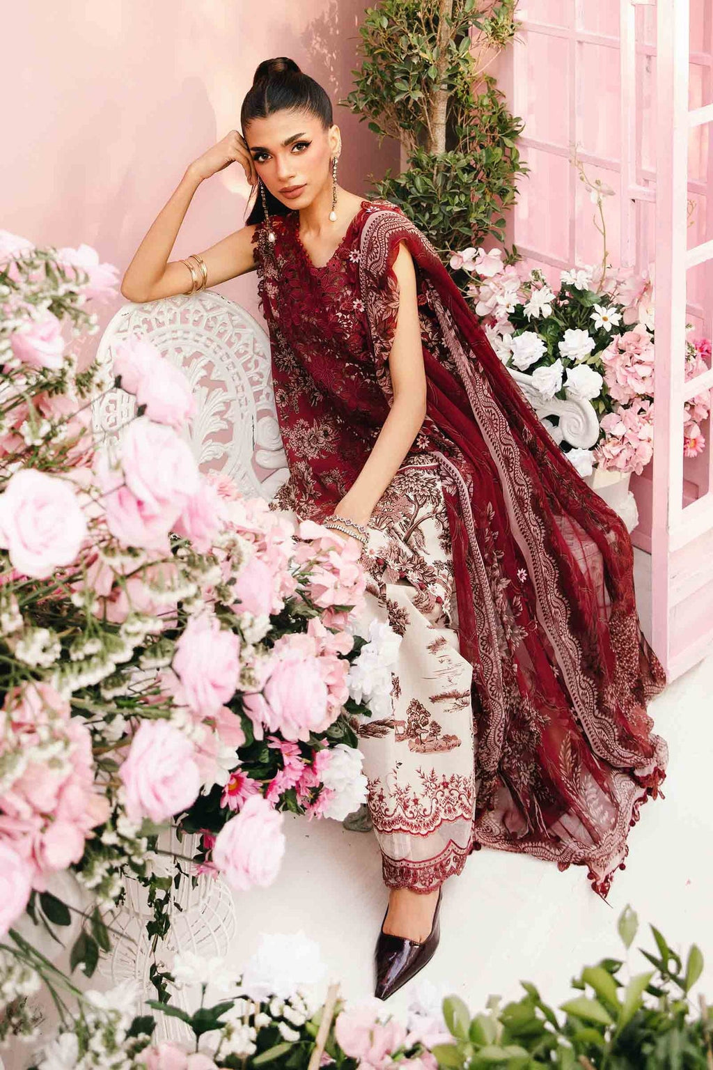M.PRINTS 3 PIECE UNSTITCHED EMBROIDERED LAWN SUIT MPT-2608-A