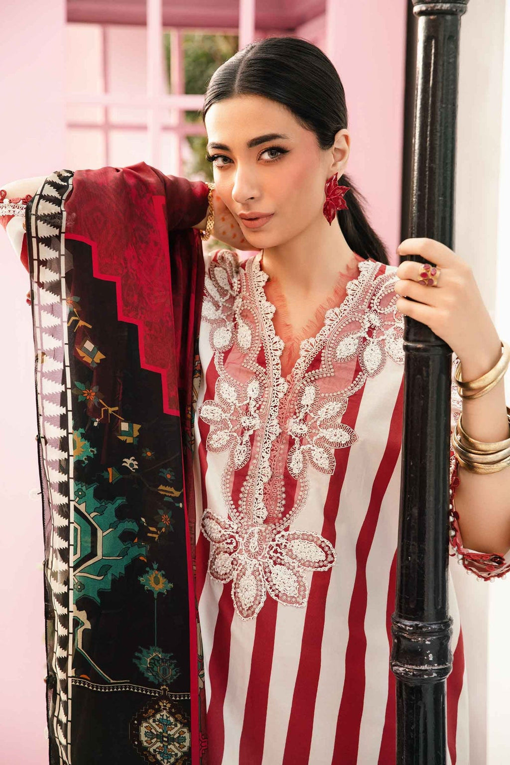 M.PRINTS 3 PIECE UNSTITCHED EMBROIDERED LAWN SUIT MPT-2609-A