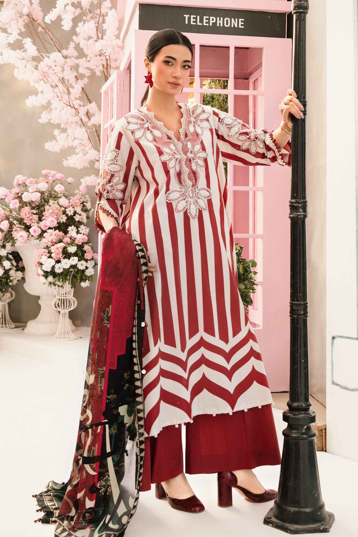M.PRINTS 3 PIECE UNSTITCHED EMBROIDERED LAWN SUIT MPT-2609-A