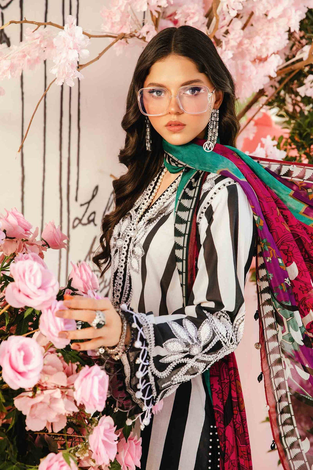 M.PRINTS 3 PIECE UNSTITCHED EMBROIDERED LAWN SUIT MPT-2609-B