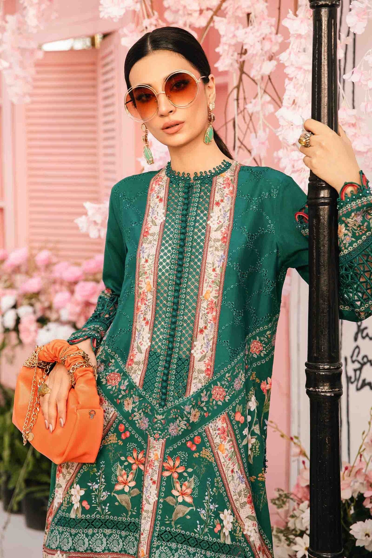 M.PRINTS 3 PIECE UNSTITCHED EMBROIDERED LAWN SUIT MPT-2610-A