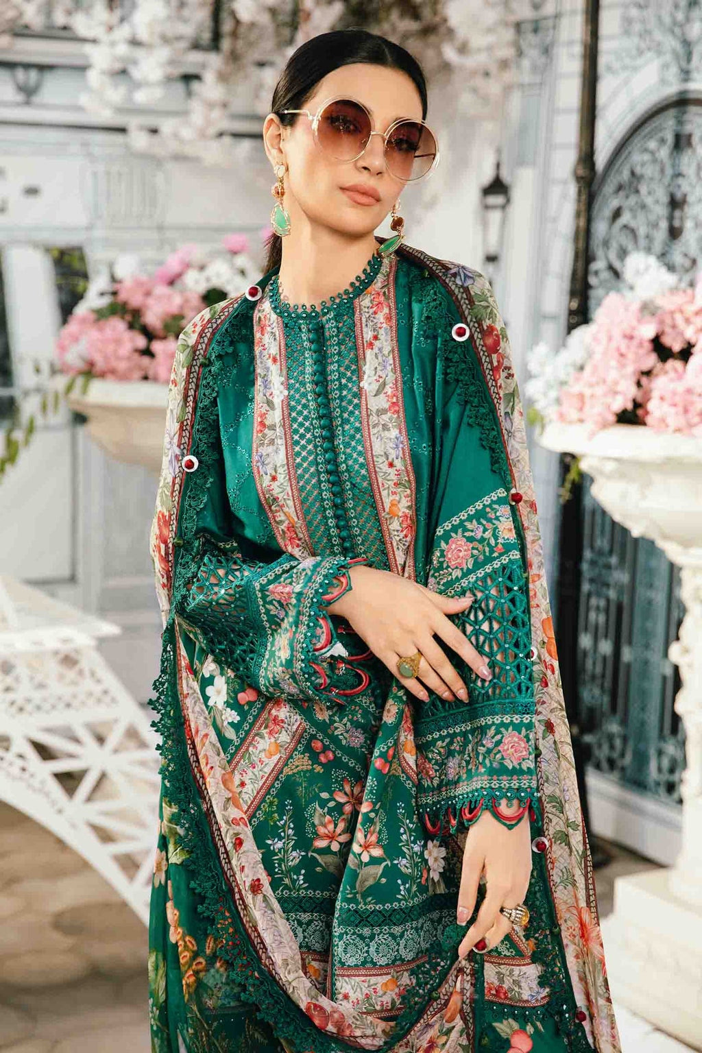 M.PRINTS 3 PIECE UNSTITCHED EMBROIDERED LAWN SUIT MPT-2610-A