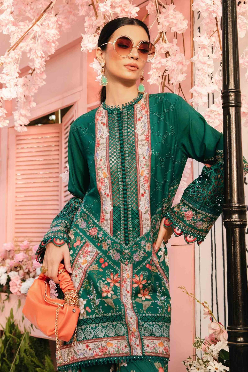M.PRINTS 3 PIECE UNSTITCHED EMBROIDERED LAWN SUIT MPT-2610-A