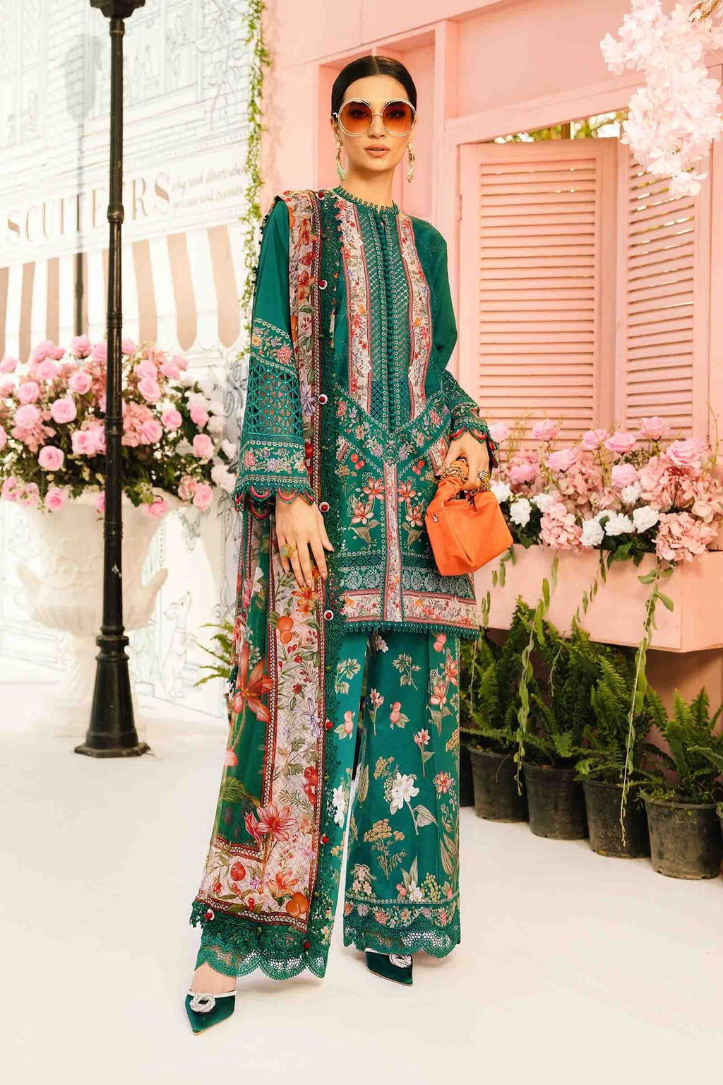 M.PRINTS 3 PIECE UNSTITCHED EMBROIDERED LAWN SUIT MPT-2610-A