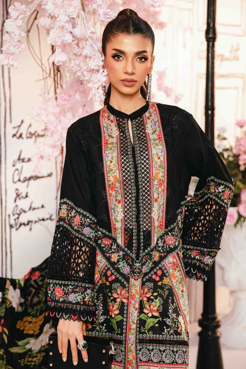 M.PRINTS 3 PIECE UNSTITCHED EMBROIDERED LAWN SUIT MPT-2610-B