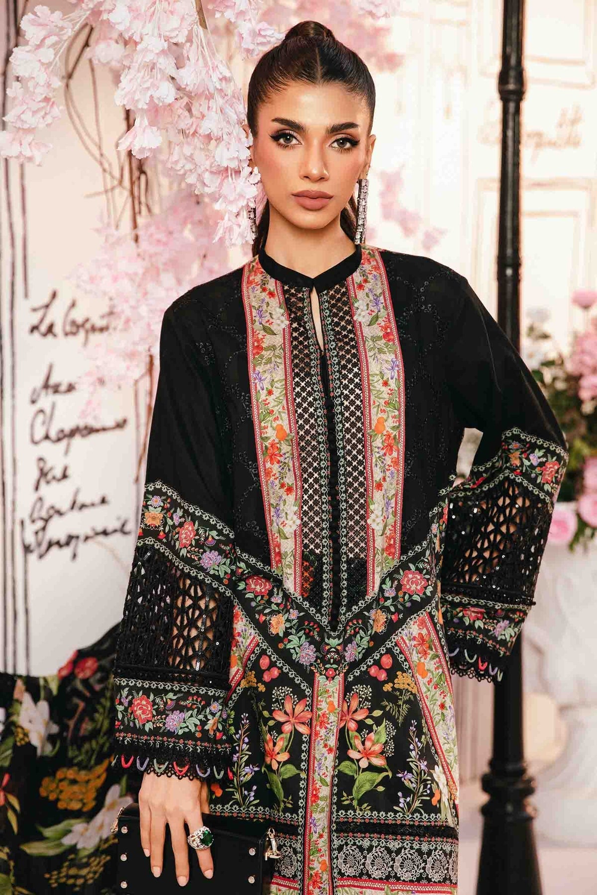 M.PRINTS 3 PIECE UNSTITCHED EMBROIDERED LAWN SUIT MPT-2610-B