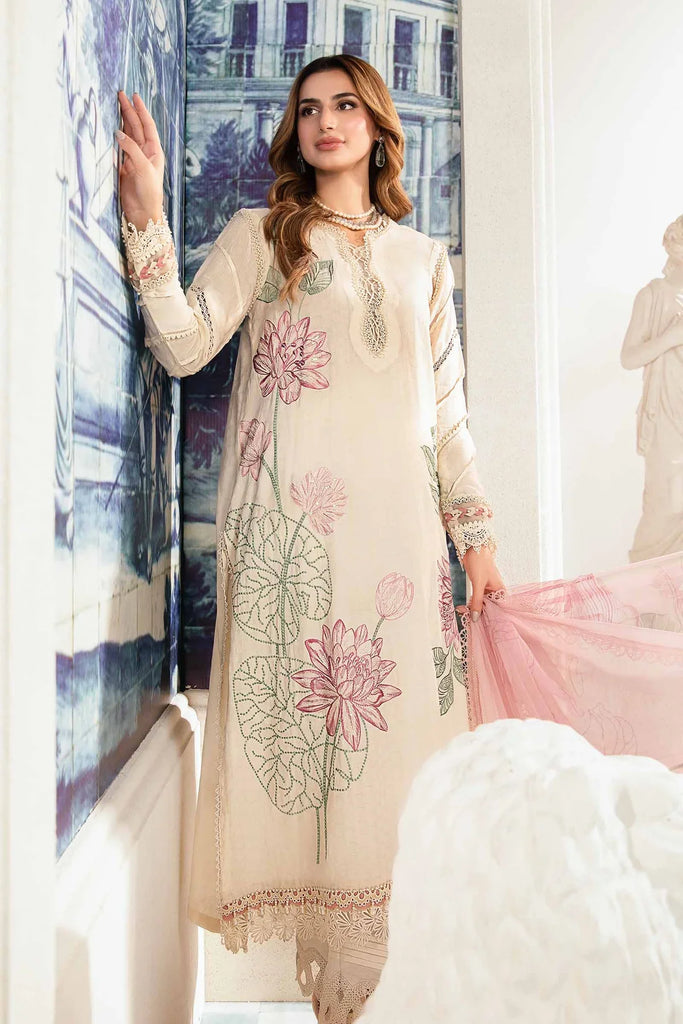 M.PRINTS 3 PIECE UNSTITCHED EMBROIDERED LAWN SUIT MPT-2201-A