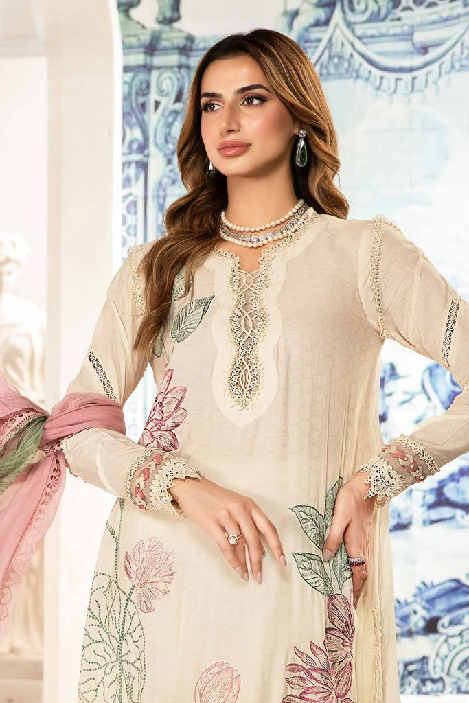 M.PRINTS 3 PIECE UNSTITCHED EMBROIDERED LAWN SUIT MPT-2201-A