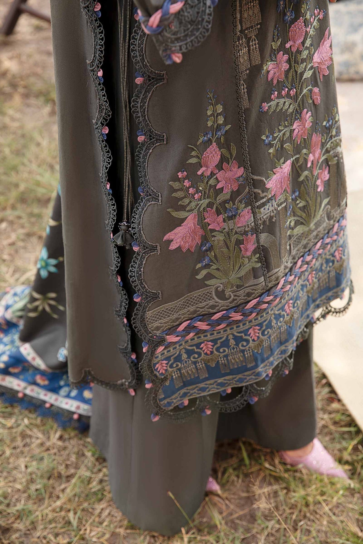 M.PRINTS 3 PIECE UNSTITCHED EMBROIDERED LAWN SUIT MPT-2401-A