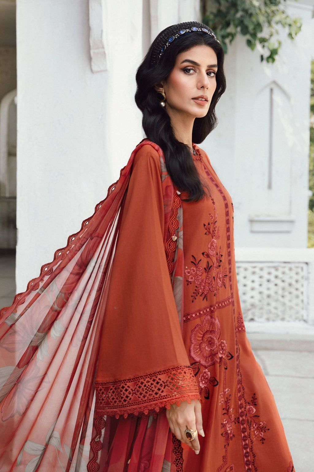 M.PRINTS 3 PIECE UNSTITCHED EMBROIDERED LAWN SUIT MPT-2701-B