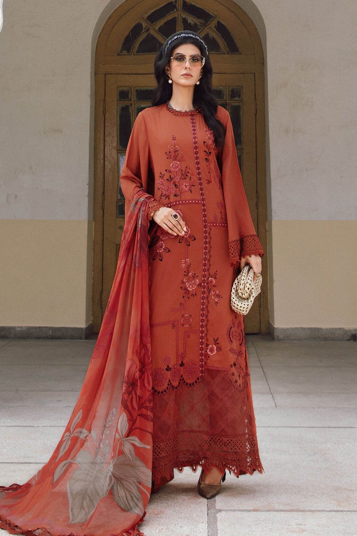 M.PRINTS 3 PIECE UNSTITCHED EMBROIDERED LAWN SUIT MPT-2701-B