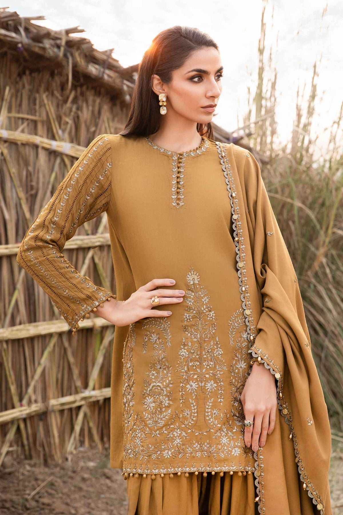M.PRINTS 3 PIECE UNSTITCHED EMBROIDERED LAWN SUIT MPT-2401-A
