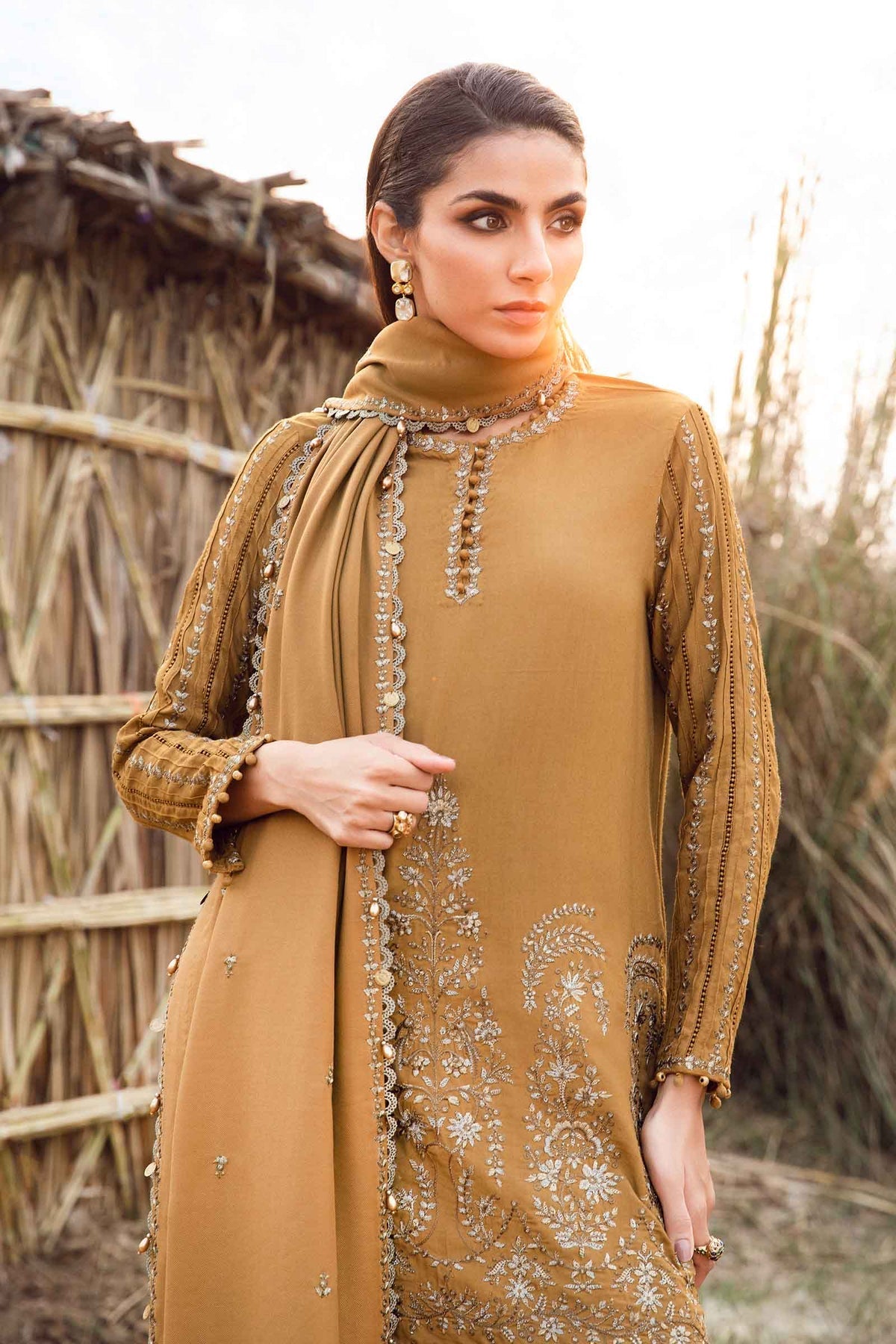 M.PRINTS 3 PIECE UNSTITCHED EMBROIDERED LAWN SUIT MPT-2401-A