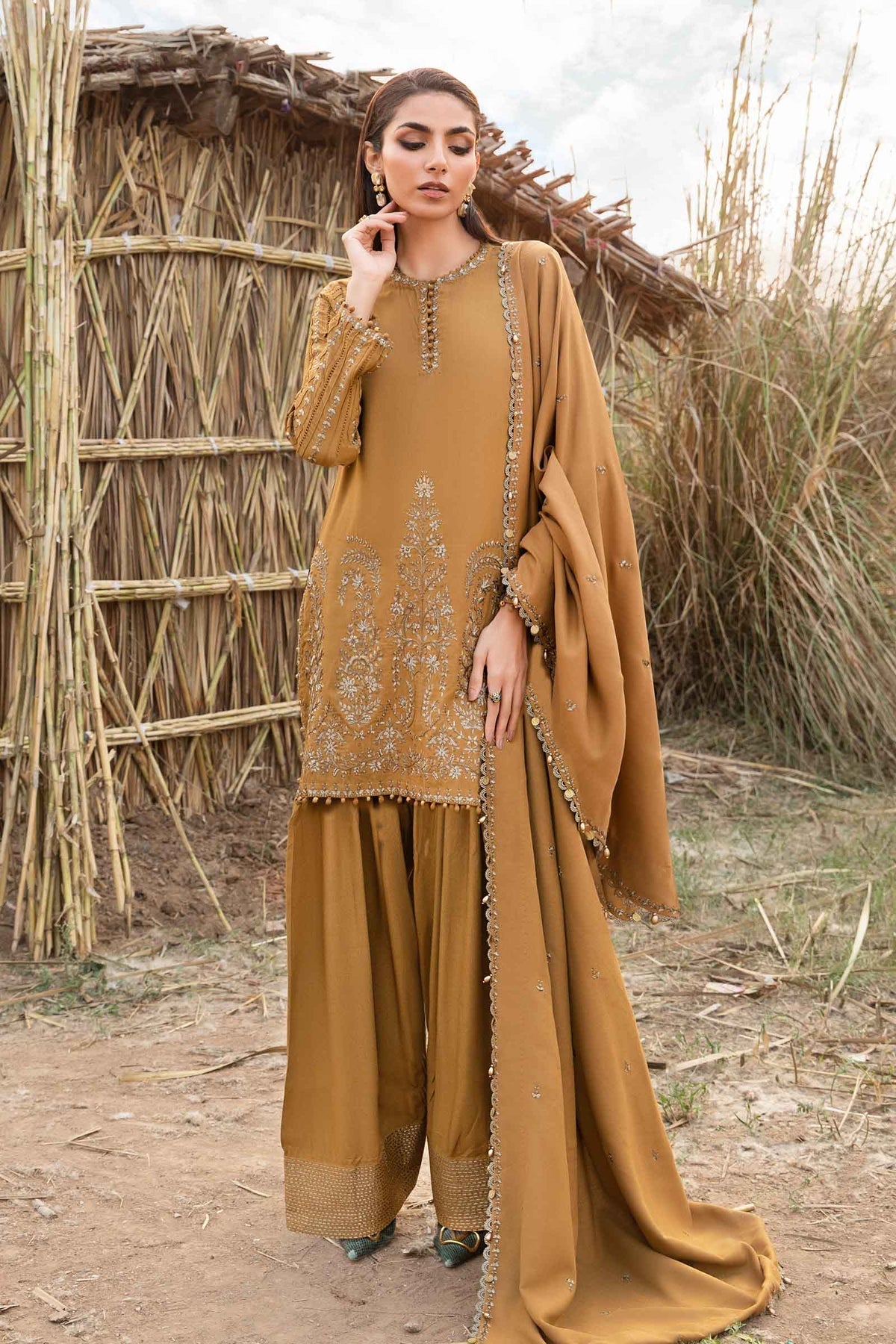 M.PRINTS 3 PIECE UNSTITCHED EMBROIDERED LAWN SUIT MPT-2401-A