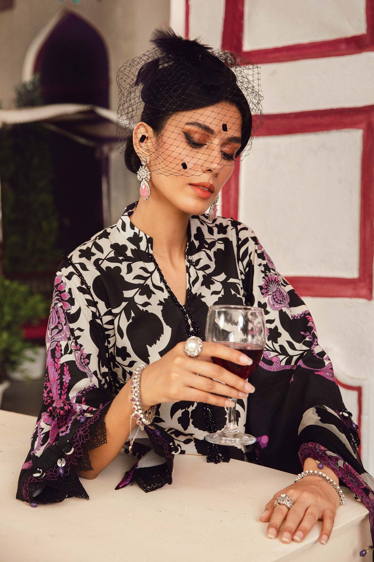 M.PRINTS 3 PIECE UNSTITCHED EMBROIDERED LAWN SUIT MPT-2704-B