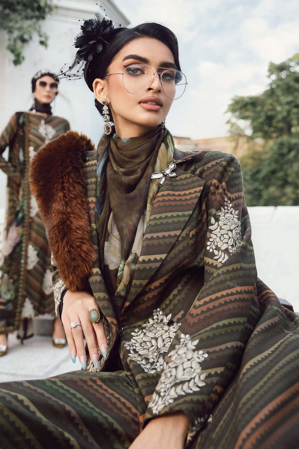 M.PRINTS 3 PIECE UNSTITCHED EMBROIDERED LAWN SUIT MPT-2705-B
