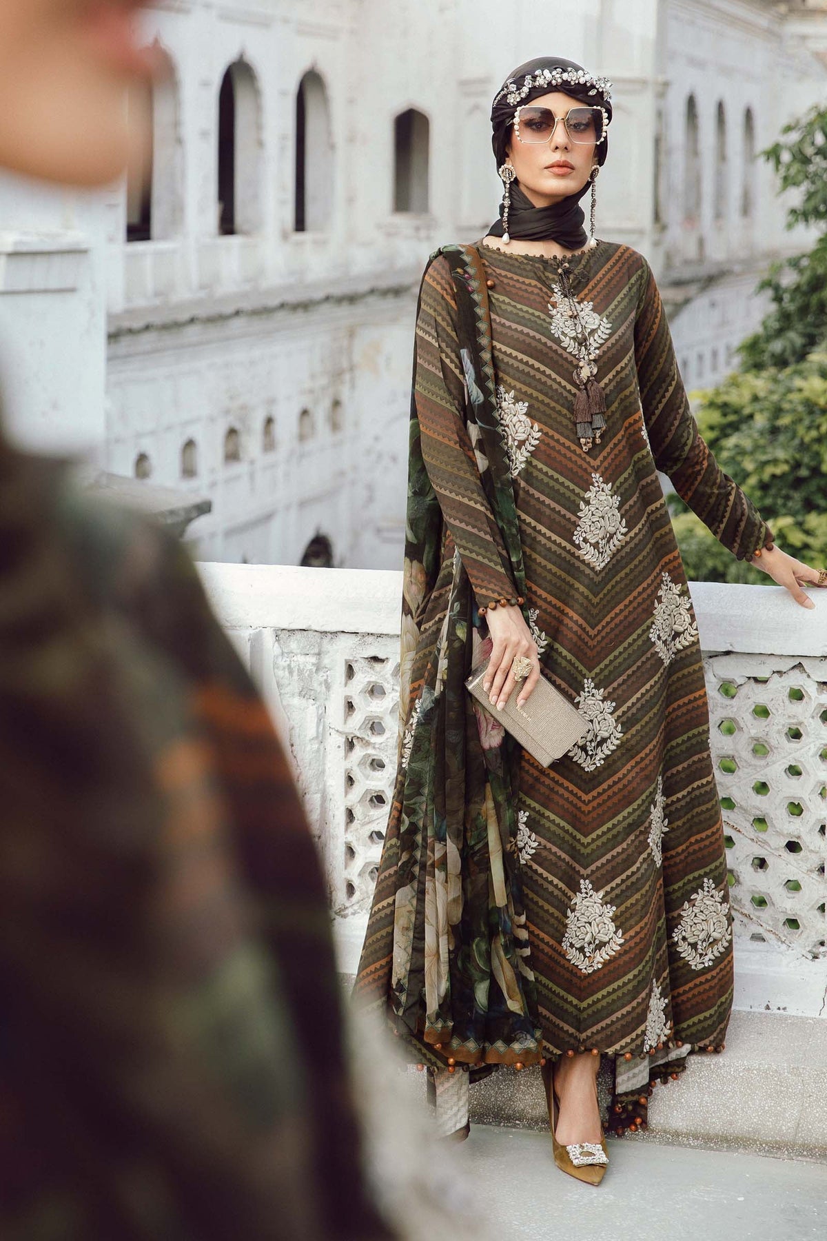 M.PRINTS 3 PIECE UNSTITCHED EMBROIDERED LAWN SUIT MPT-2705-B