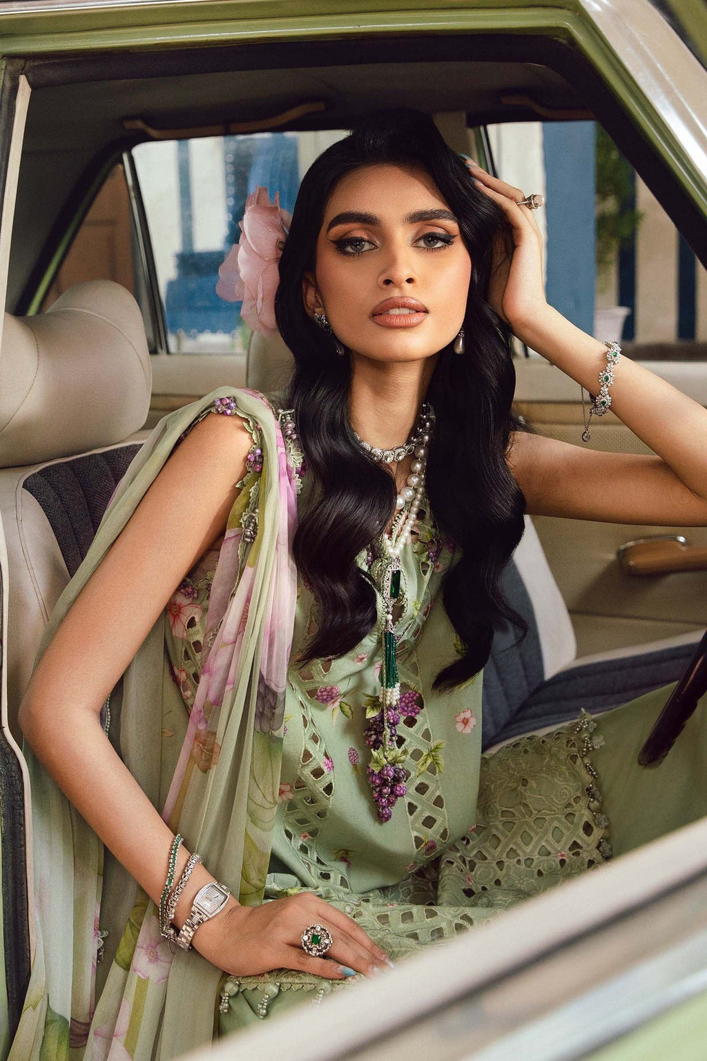 M.PRINTS 3 PIECE UNSTITCHED EMBROIDERED LAWN SUIT MPT-2706-A